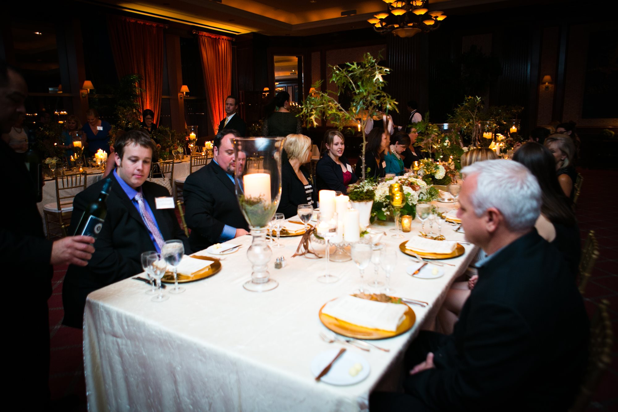 Serving wine in the Oak Room